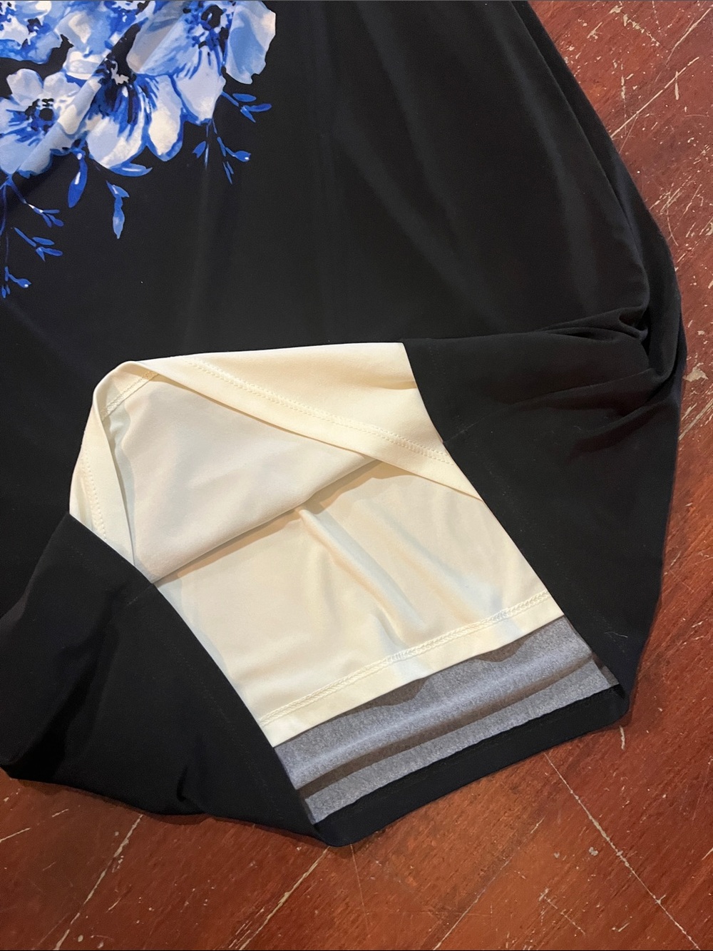 Ralph Lauren Black and Cream Midi Dress with Blue Floral Print - Picture 6 of 10